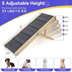 Pawaboo dog ramp shown with its adjustable height settings.
