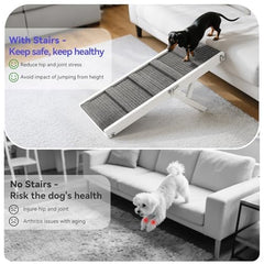 Pawaboo dog ramp viewed from the side to show its adjustable sloped design.
