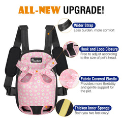 Pawaboo pet carrier backpack worn on the back with a small pet inside.
