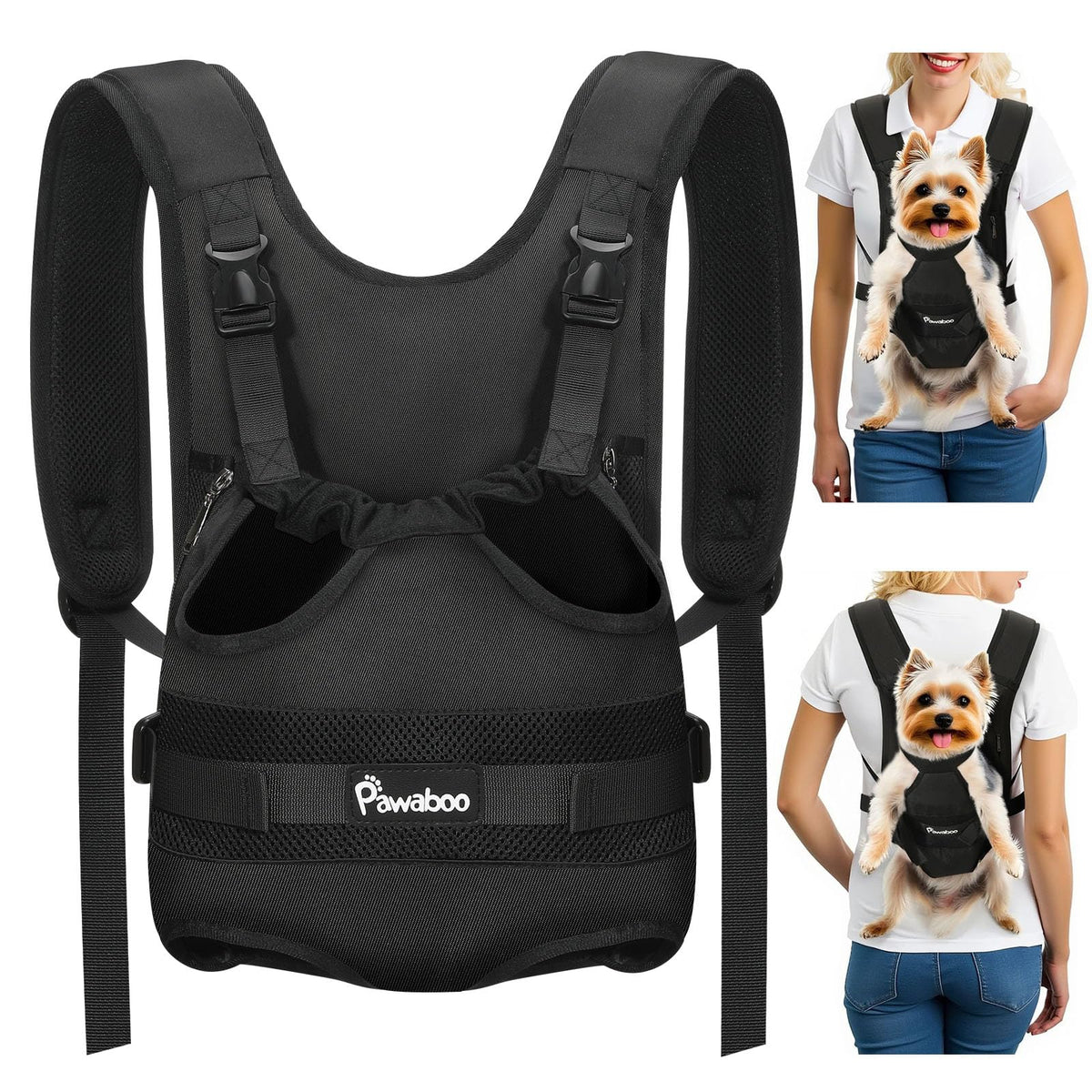 Pawaboo pet carrier backpack shown from the front.