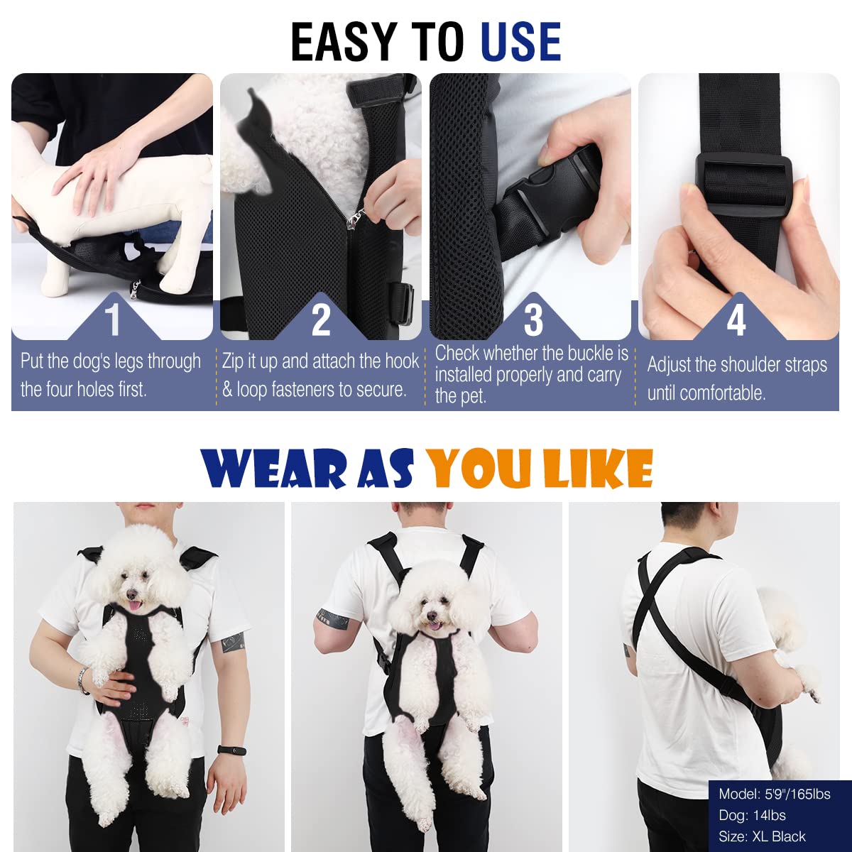 Pawaboo pet carrier backpack with a close-up of its stretch mesh.