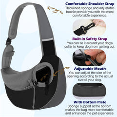 Pawaboo Pet Sling Carrier safety hook and drawstring detail.