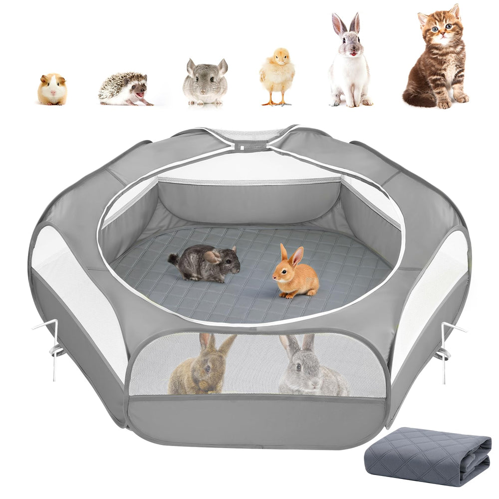 Pawaboo small animals playpen shown from the front in Gray+Gray.