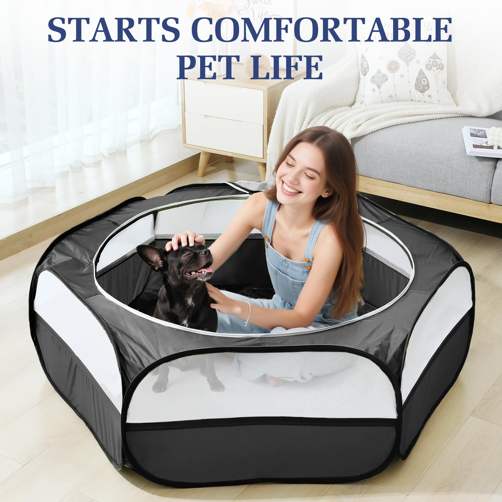 Pawaboo small animal playpen with three ground pegs for outdoor use.