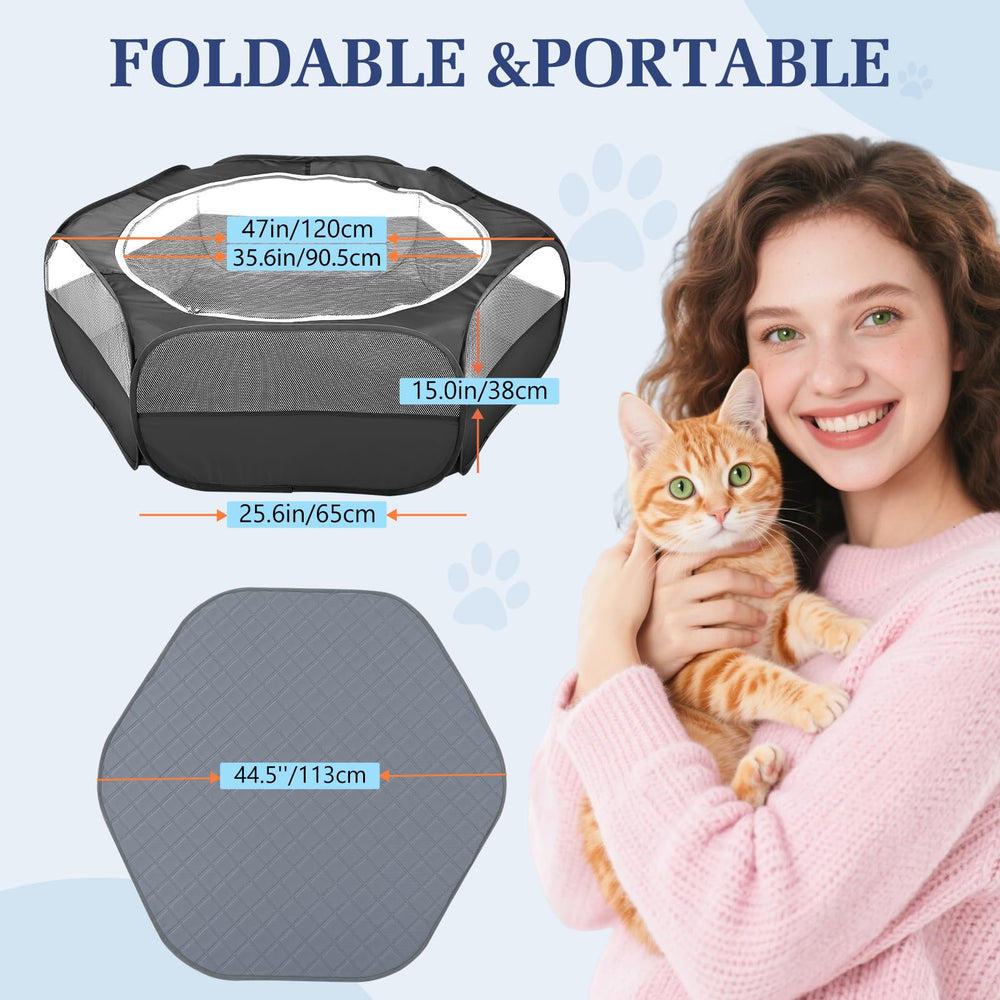 Pawaboo small animal playpen with its washable reusable pee pad.