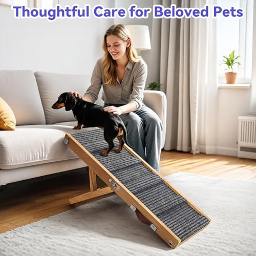 Pawaboo small dog ramp positioned beside a couch for pet access.
