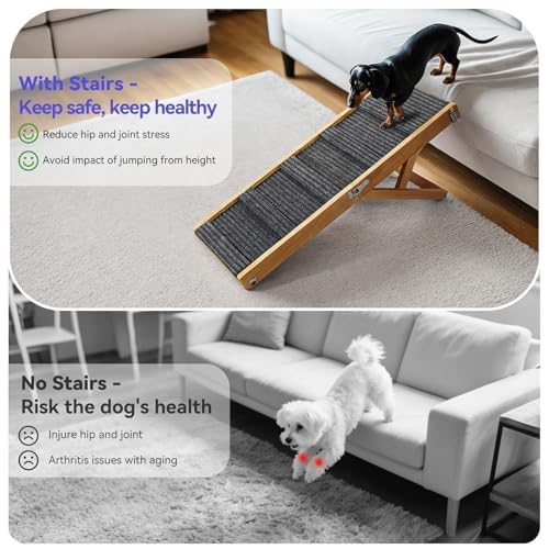 Pawaboo small dog ramp shown from the side to display its adjustable structure.