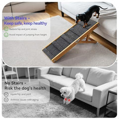 Pawaboo small dog ramp shown from the side to display its adjustable structure.