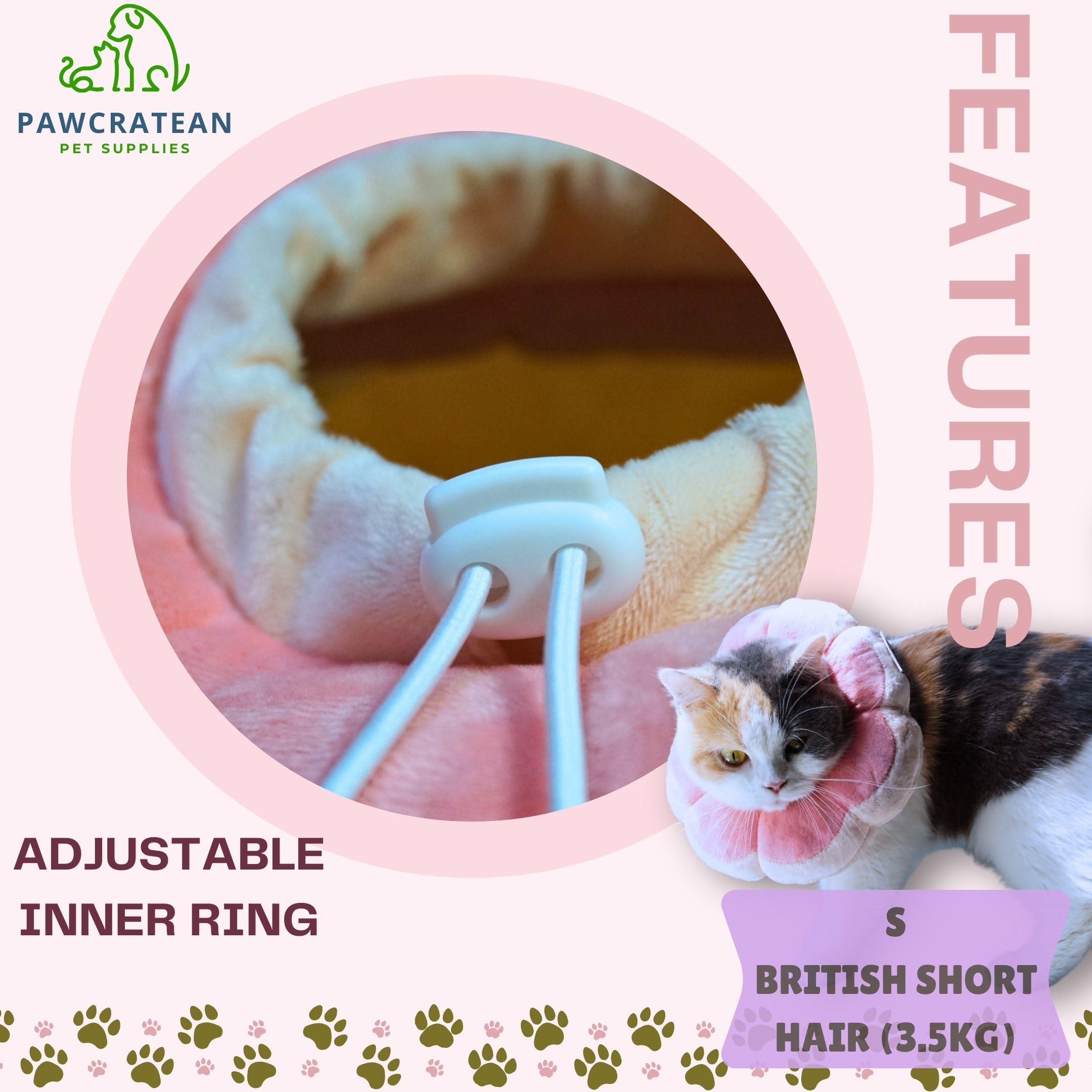 Pawcratean soft, lightweight recovery collar shown in a material close-up.