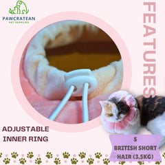 Pawcratean soft, lightweight recovery collar shown in a material close-up.
