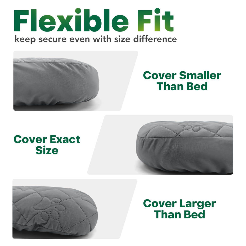 PAWFINITY dog bed cover surface shown for brushing or wiping clean.