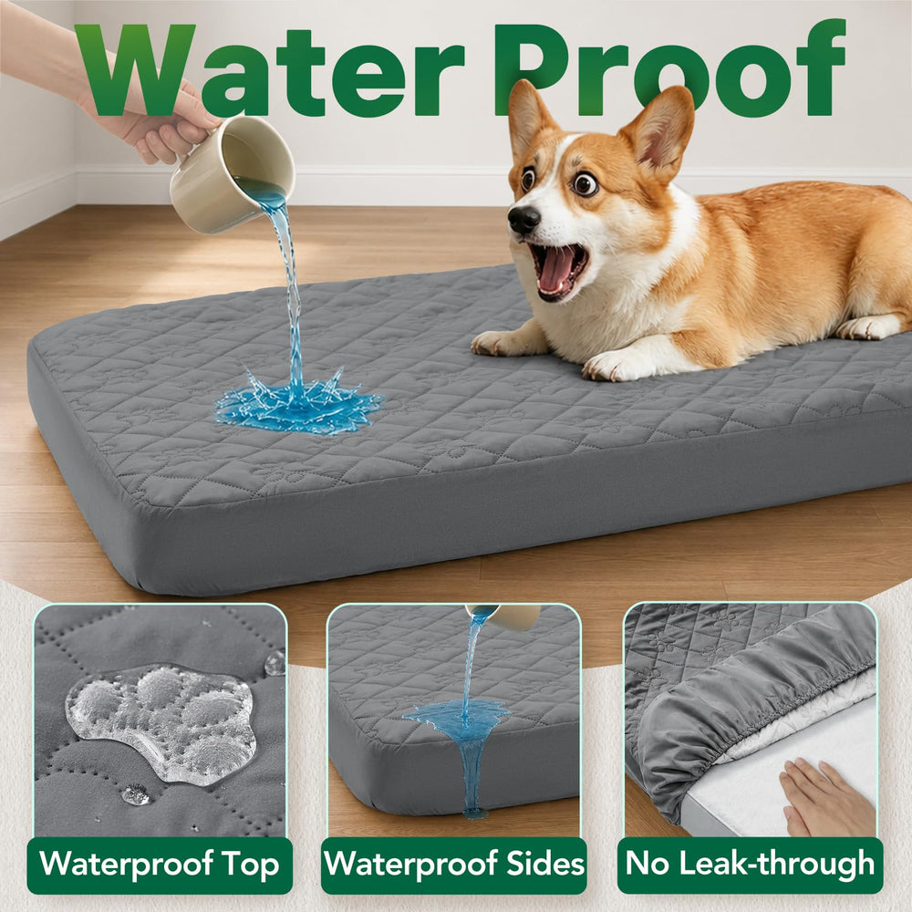 PAWFINITY dog bed cover showing waterproof protection along the sides.
