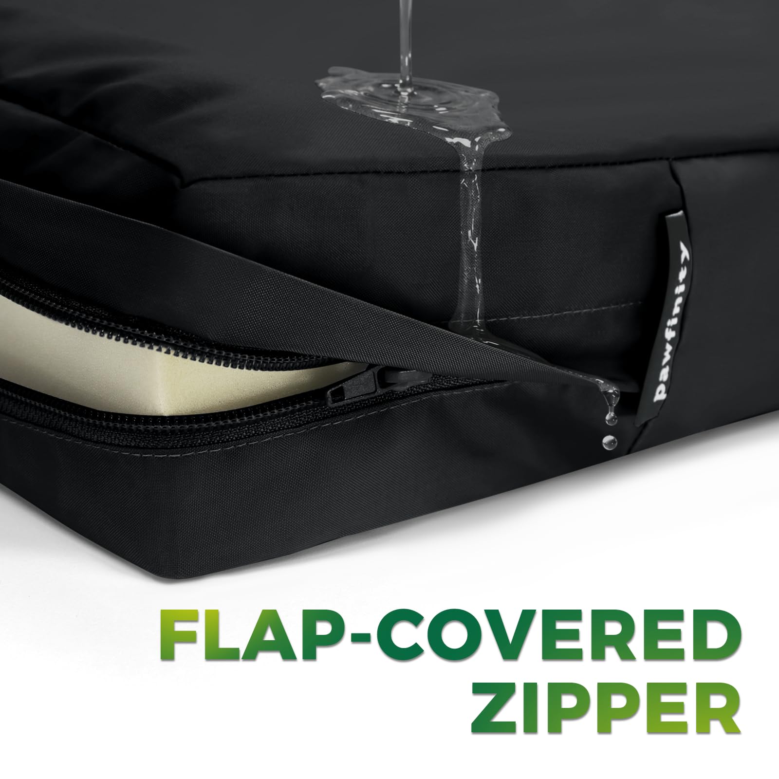 PAWFINITY dog bed cover showing its smooth, wipe-clean surface.
