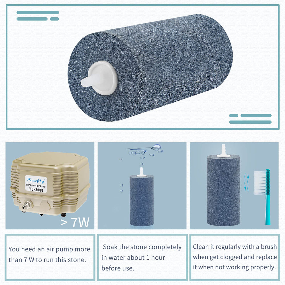 Pawfly Aquarium Air Stone Cylinder shown with standard airline tubing.