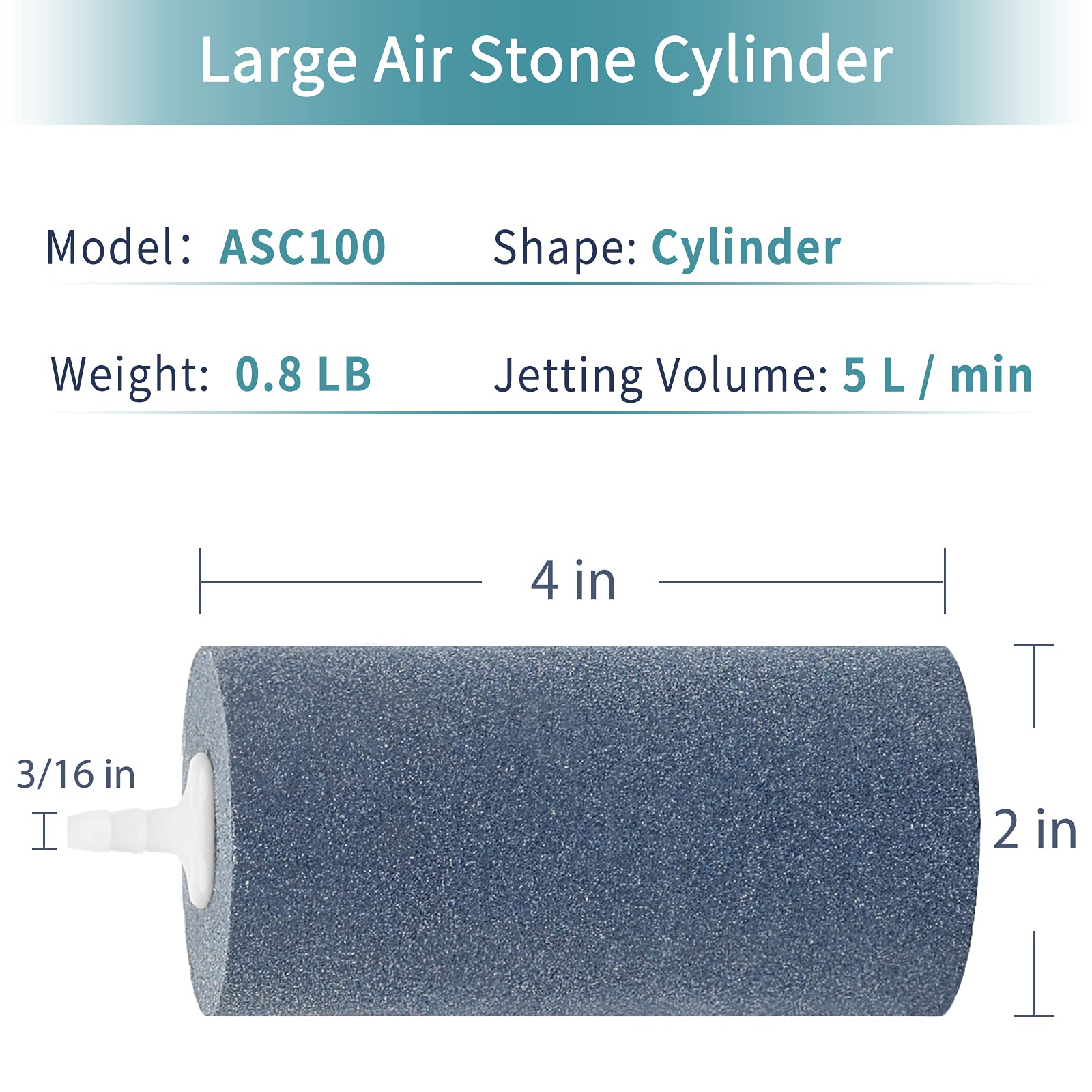 Pawfly Aquarium Air Stone Cylinder releasing a dense stream of medium bubbles.