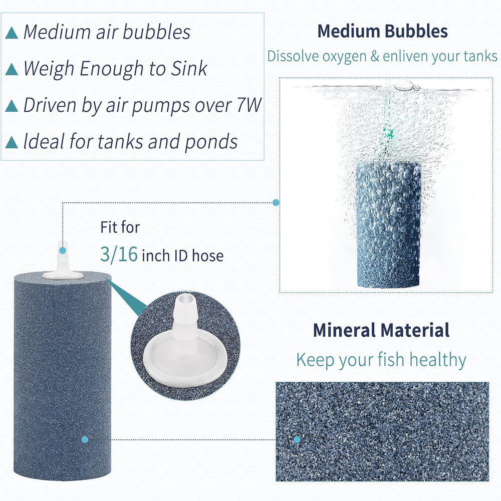 Pawfly Aquarium Air Stone Cylinder standing underwater in an aquarium.