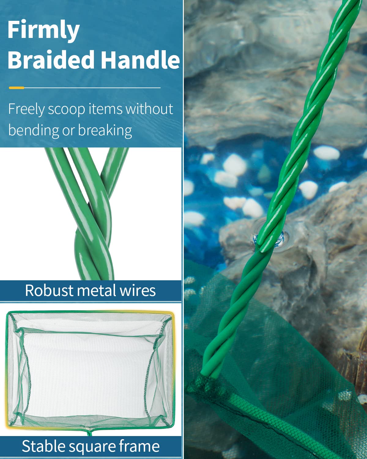 Pawfly aquarium fish net being used to skim debris from water.