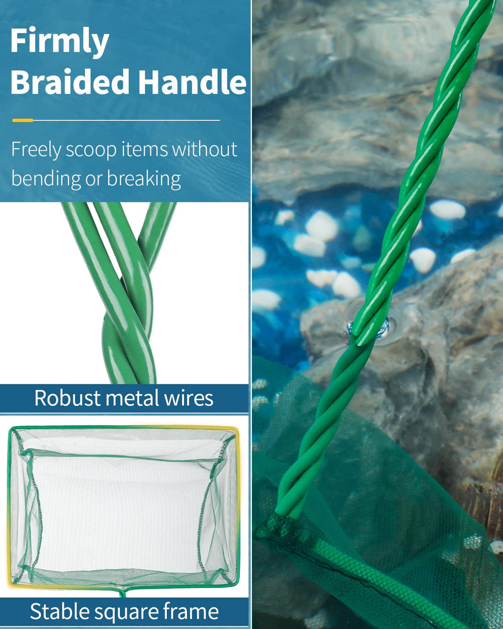Pawfly aquarium fish net being used to skim debris from water.