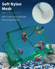 Pawfly aquarium fish net close-up showing its fine nylon mesh.