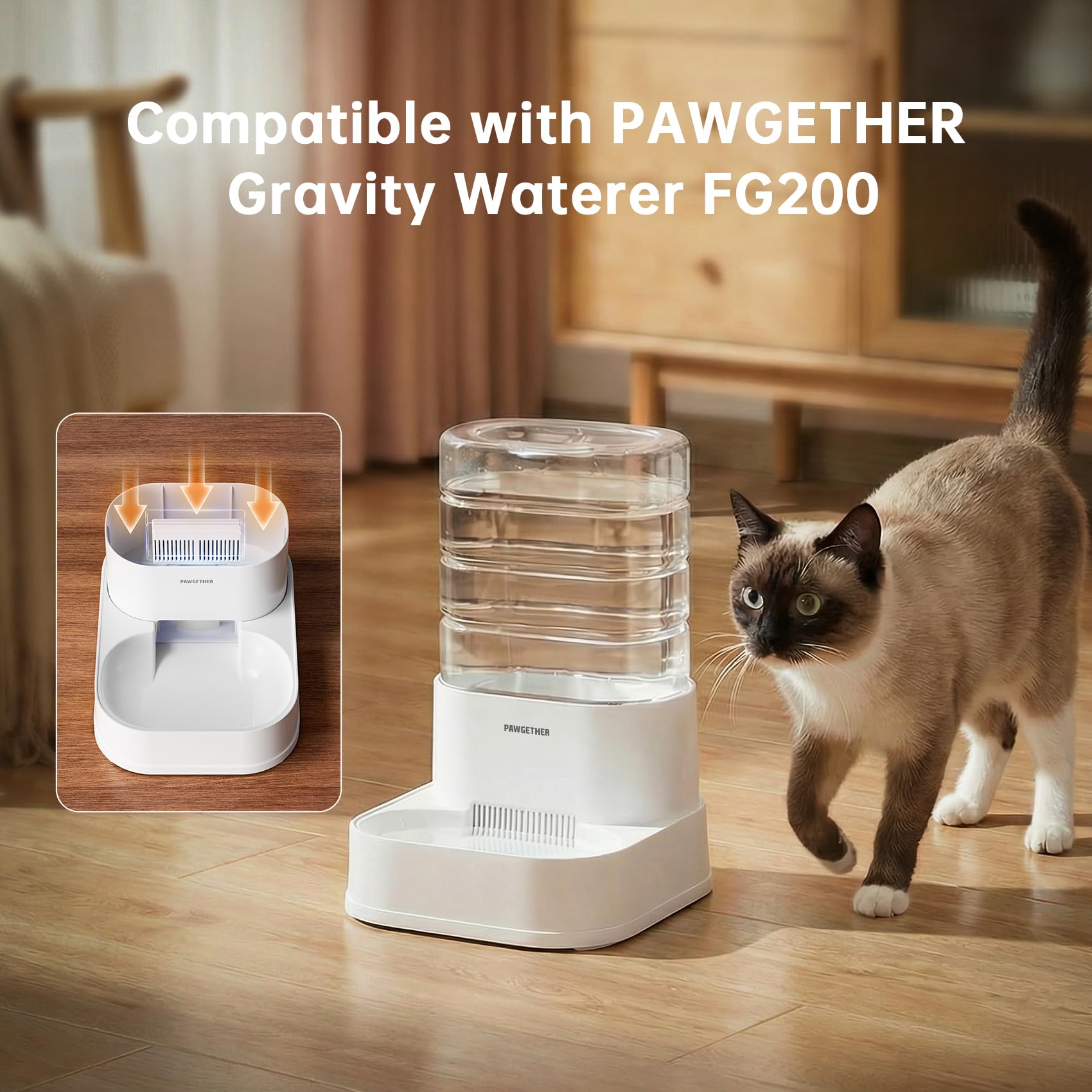 PAWGETHER filter pictured with its stated dimensions.