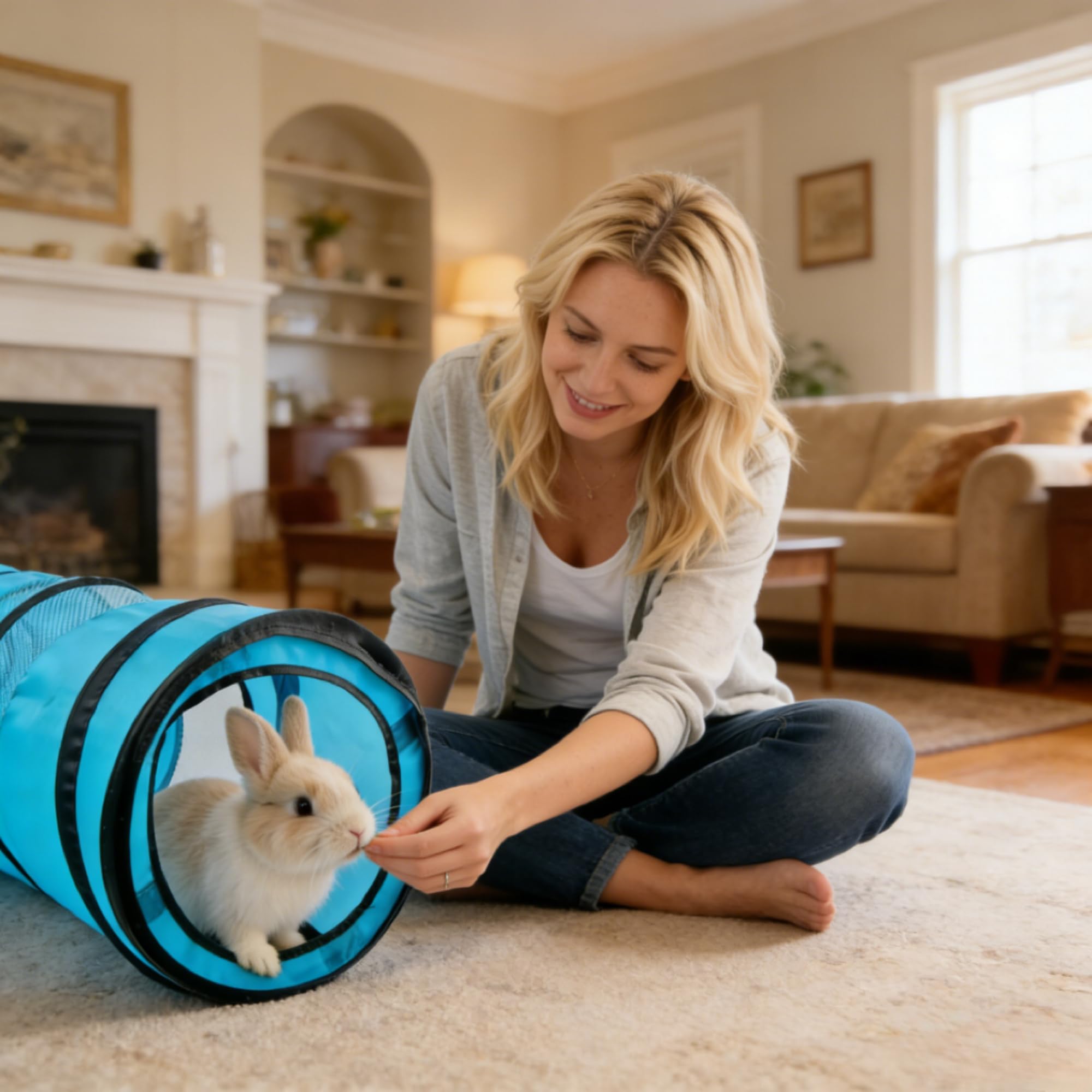PAWISE cat tunnel collapsed flat for compact storage.