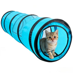 PAWISE cat tunnel shown from the front with its full tube shape visible.