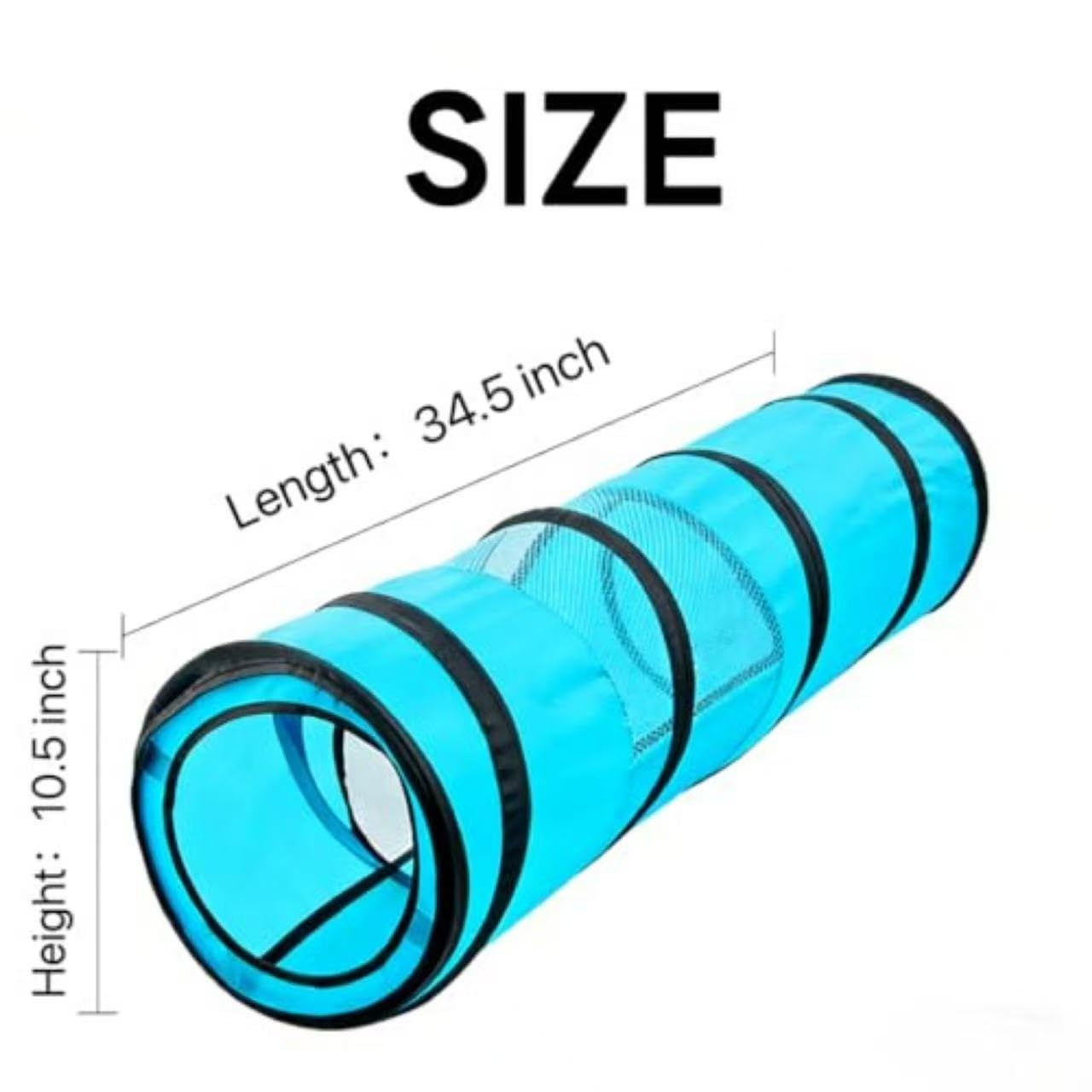 PAWISE cat tunnel close-up showing its polyester fabric and internal frame.