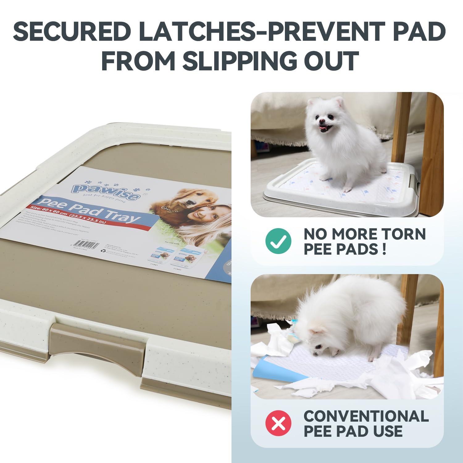 PAWISE dog pee pad holder shown for outdoor pee-pad use.