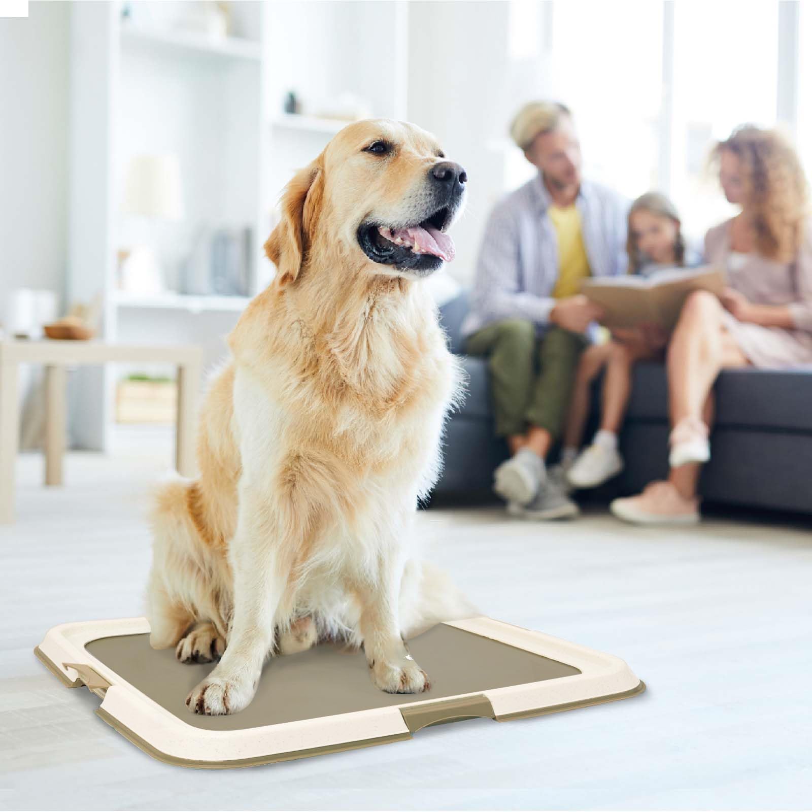 PAWISE dog pee pad holder shown with a compatible 23-inch-square pad.
