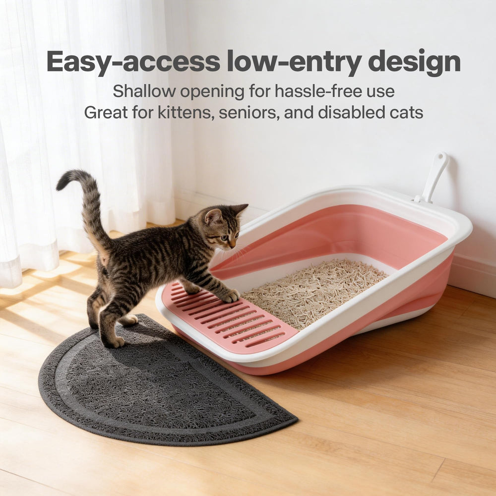 PAWISE foldable cat litter box with its detachable hollow pedal in view.