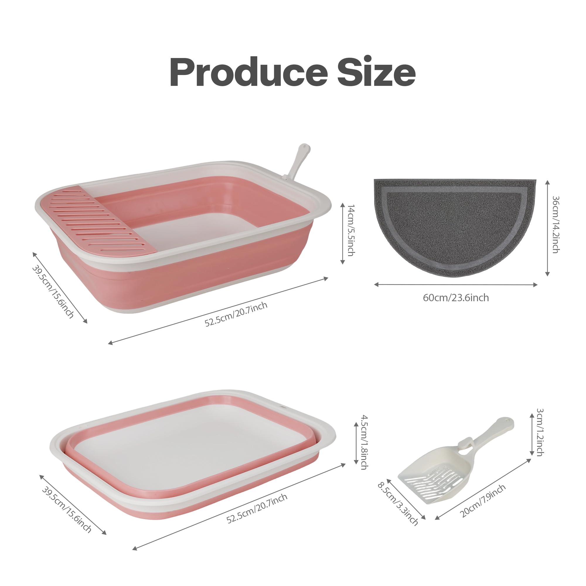 PAWISE foldable cat litter box in its shallow, low-entry setup.