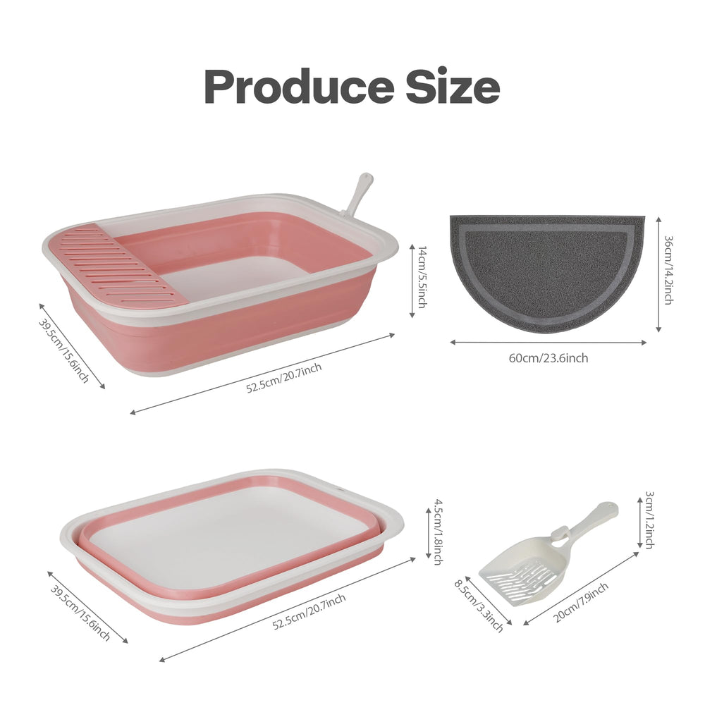 PAWISE foldable cat litter box in its shallow, low-entry setup.