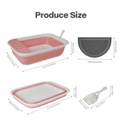 PAWISE foldable cat litter box in its shallow, low-entry setup.