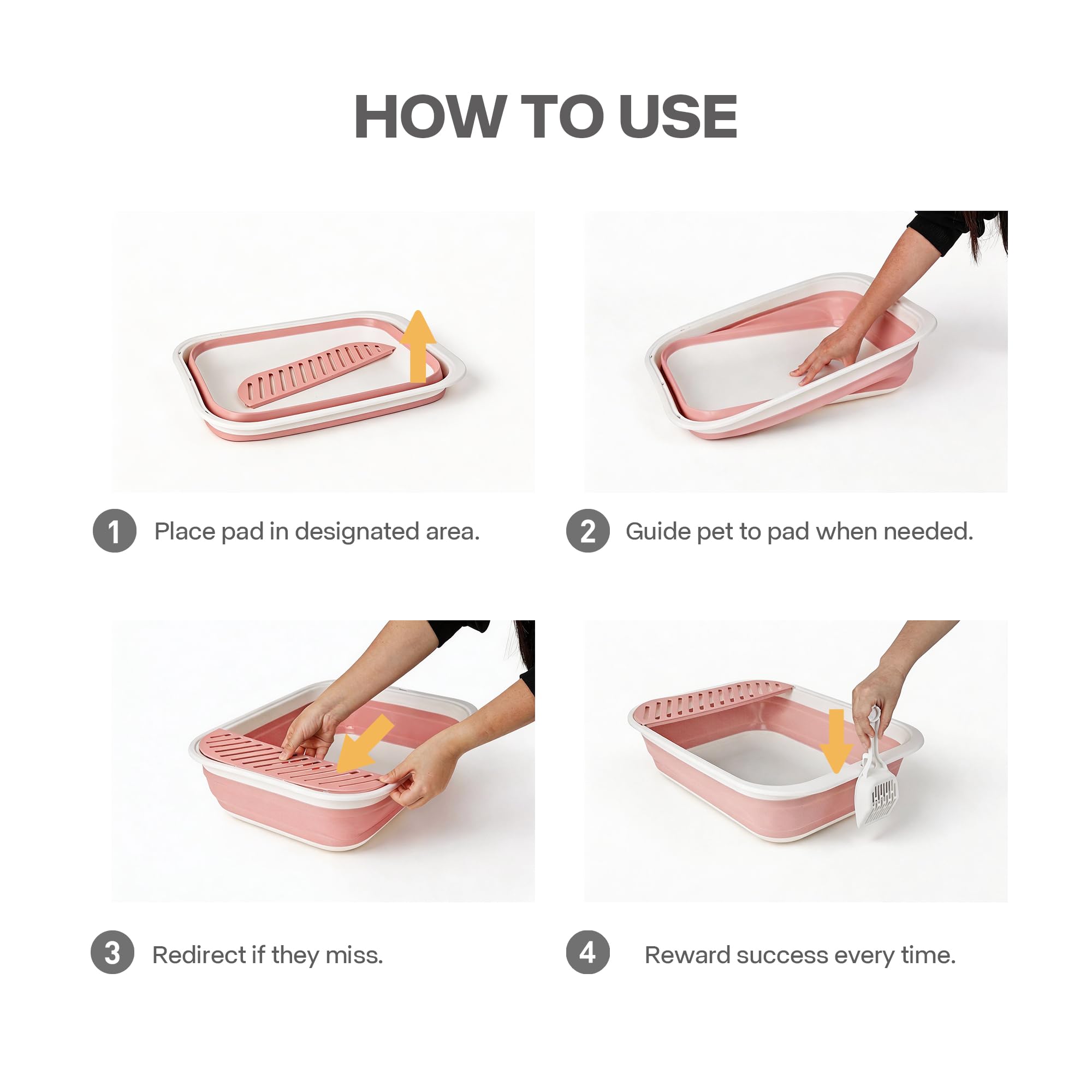 PAWISE foldable cat litter box showing the raised sides around the pan.