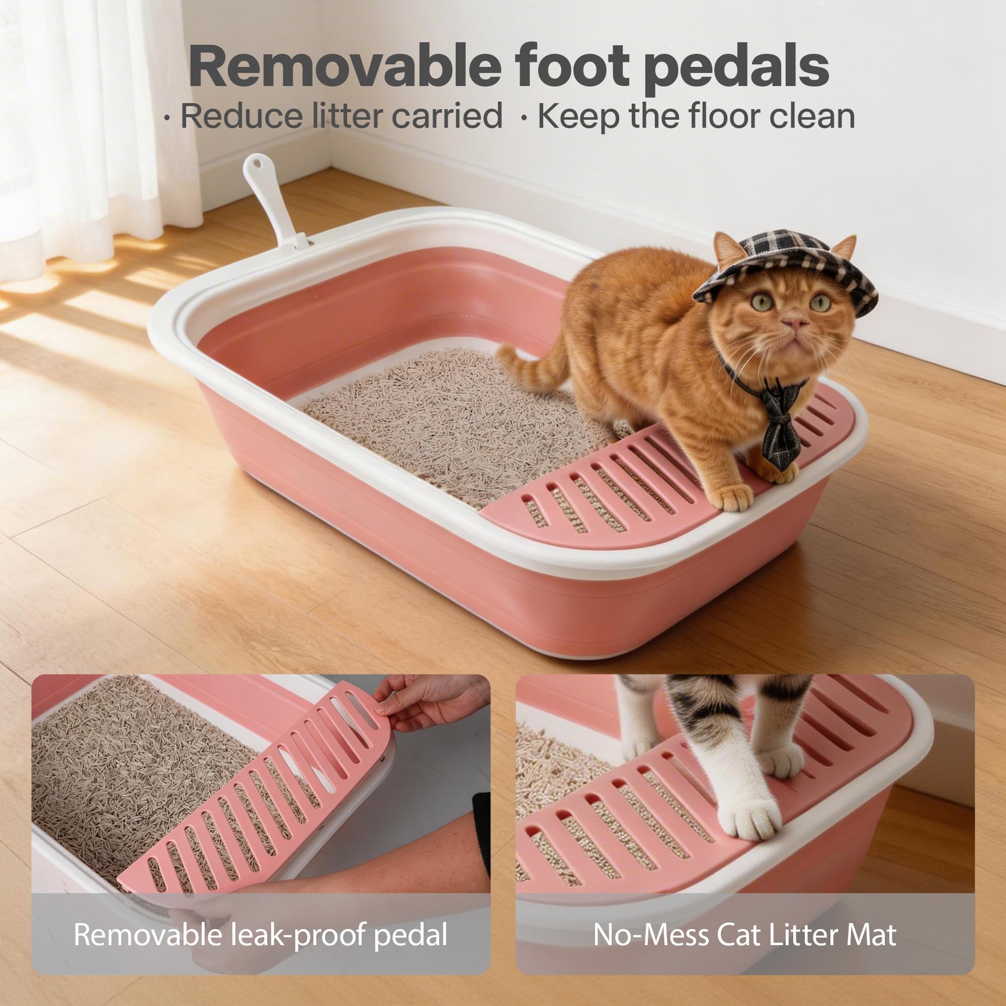 PAWISE foldable cat litter box set with the included litter scoop.
