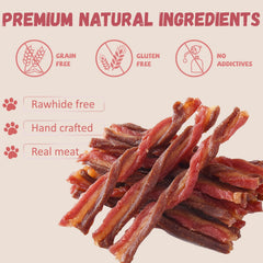Pawmate Dog Treat Twists shown in a close-up of their chewy texture.