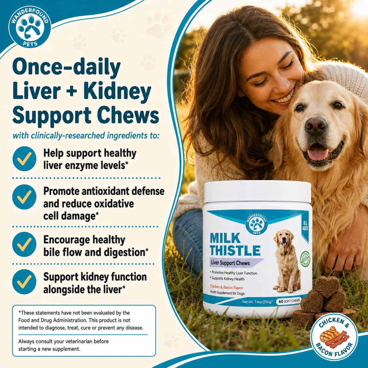 Pawsitive Milk Thistle for Dogs shown being offered to a dog.