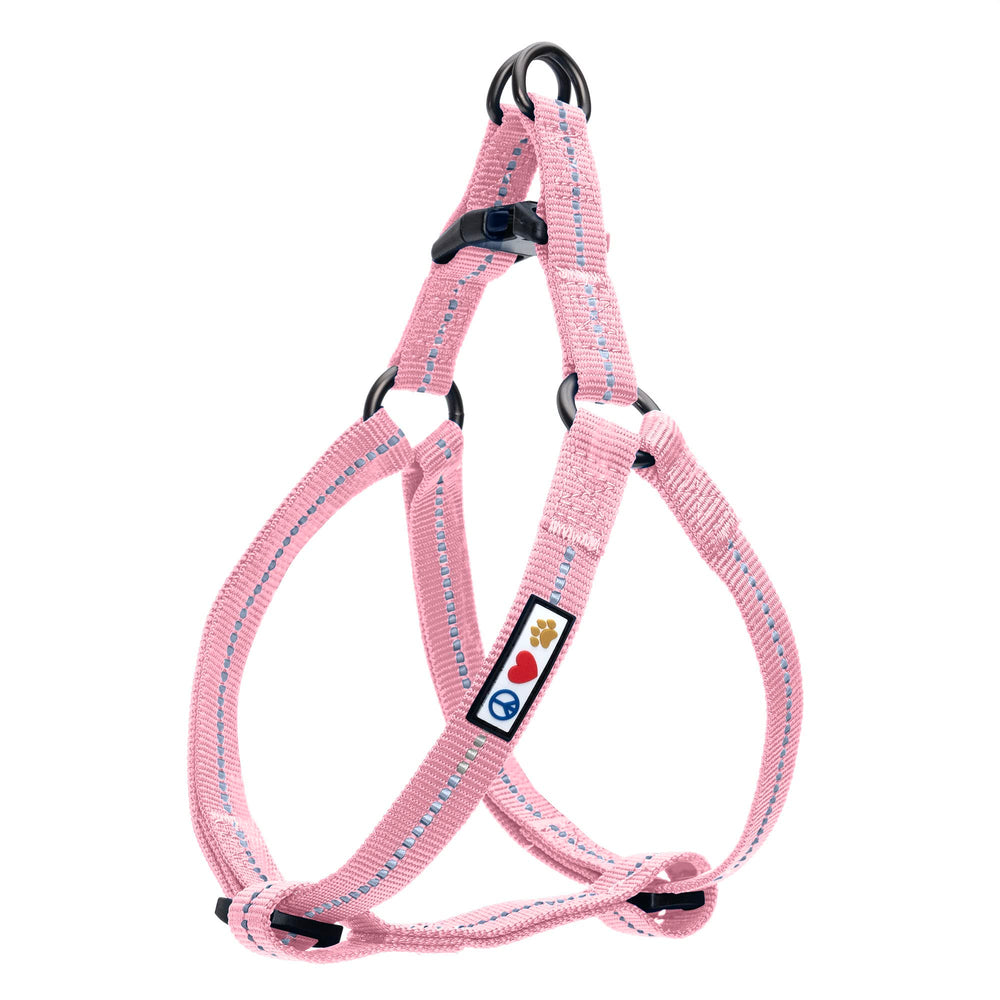 Pawtitas dog harness shown from the front in its pink Large size.