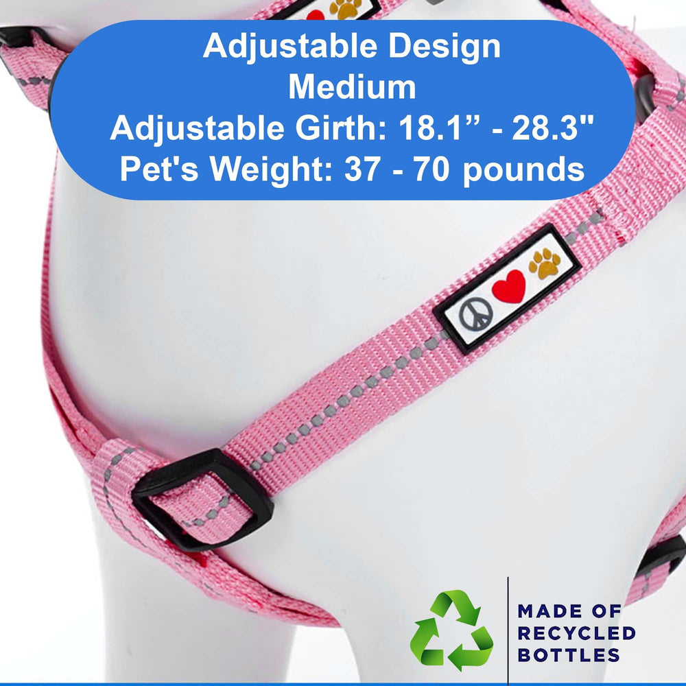 Pawtitas dog harness with a close view of its reflective detail.