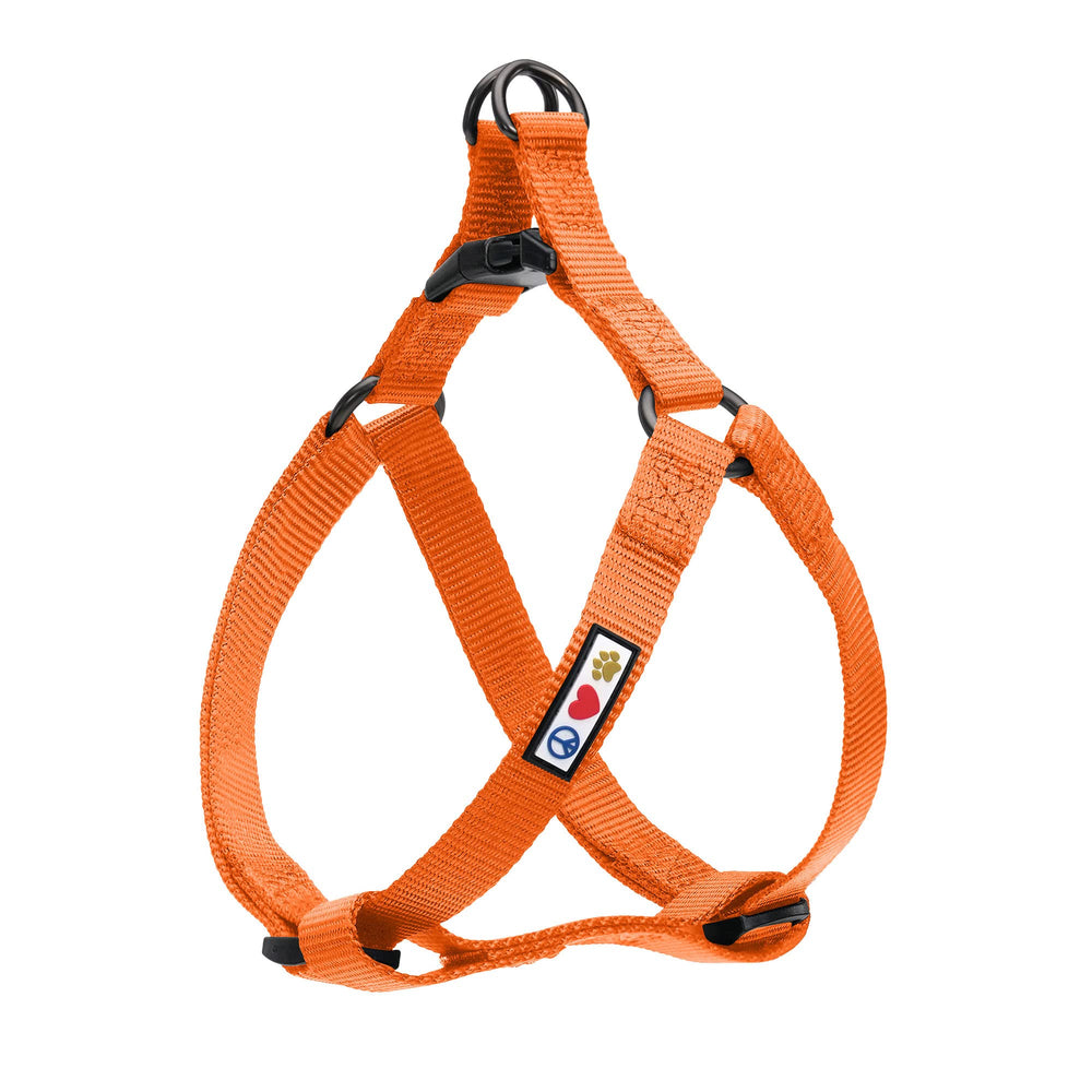 Pawtitas Medium Dog Harness shown from the front in solid orange.