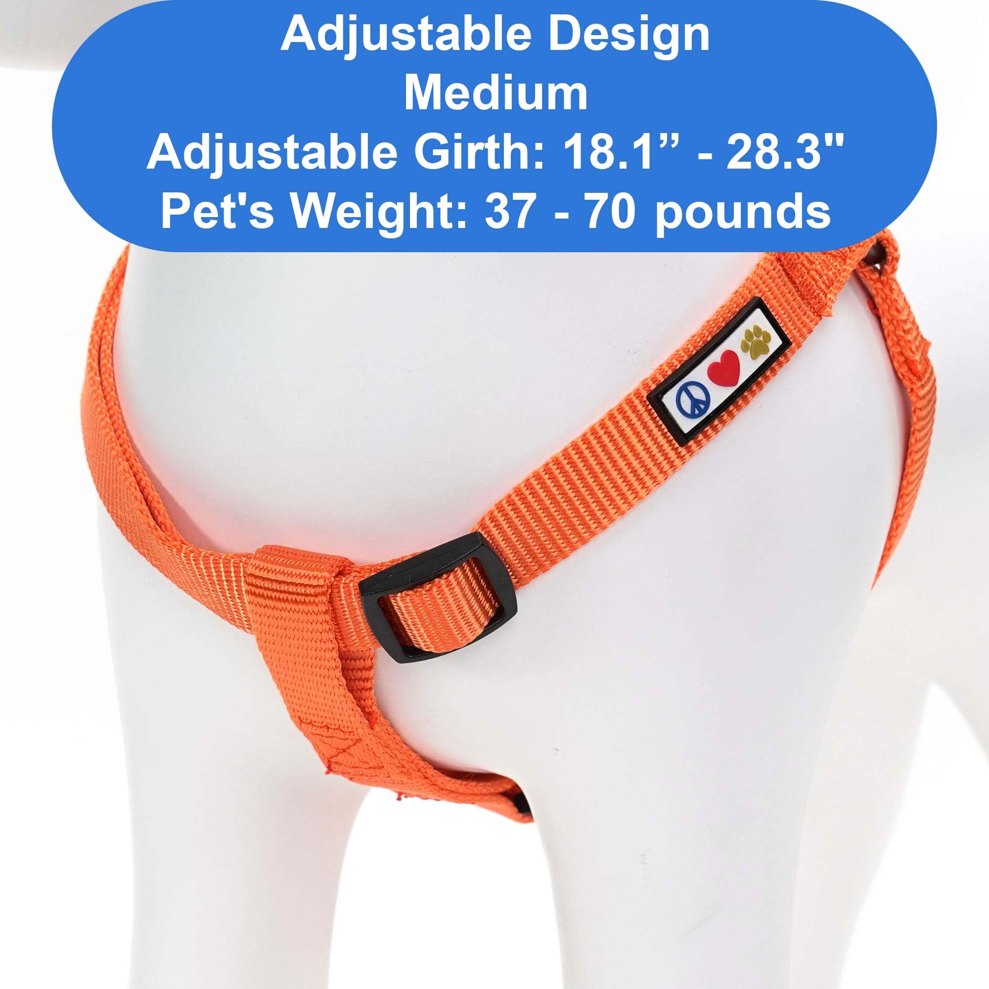 Pawtitas Medium Dog Harness with a close view of its reflective design.