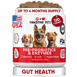 Pawzitive Pets dog probiotic chews shown from the front.