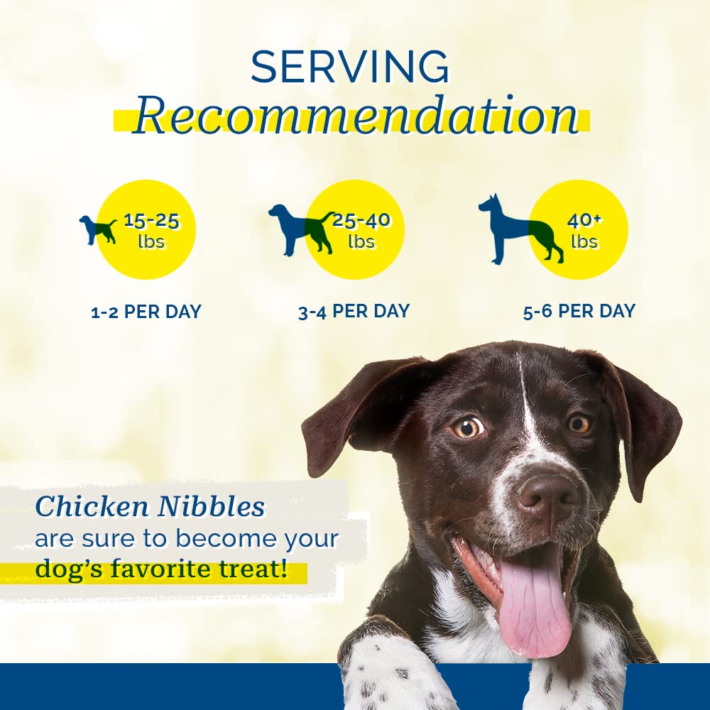 PCI Chicken Nibbles dog treats shown to highlight their dehydrated texture.