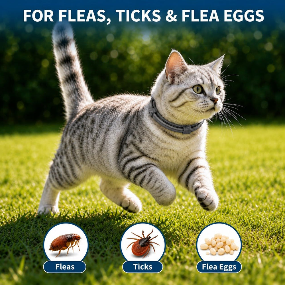 PDKIVFI cat flea and tick collar shown in a close-up view.