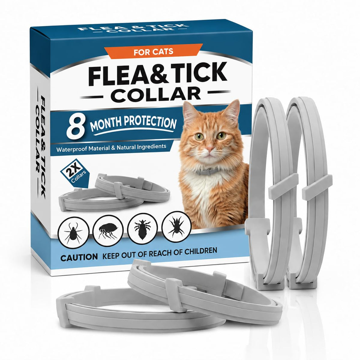 PDKIVFI cat flea and tick collar shown from the front.