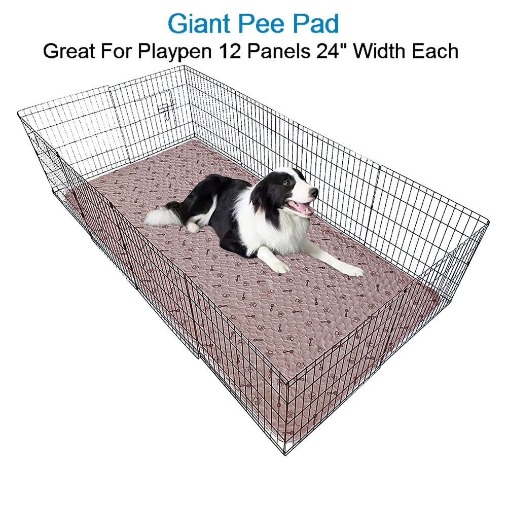 Peepeego washable dog pee pad arranged inside a pet playpen.