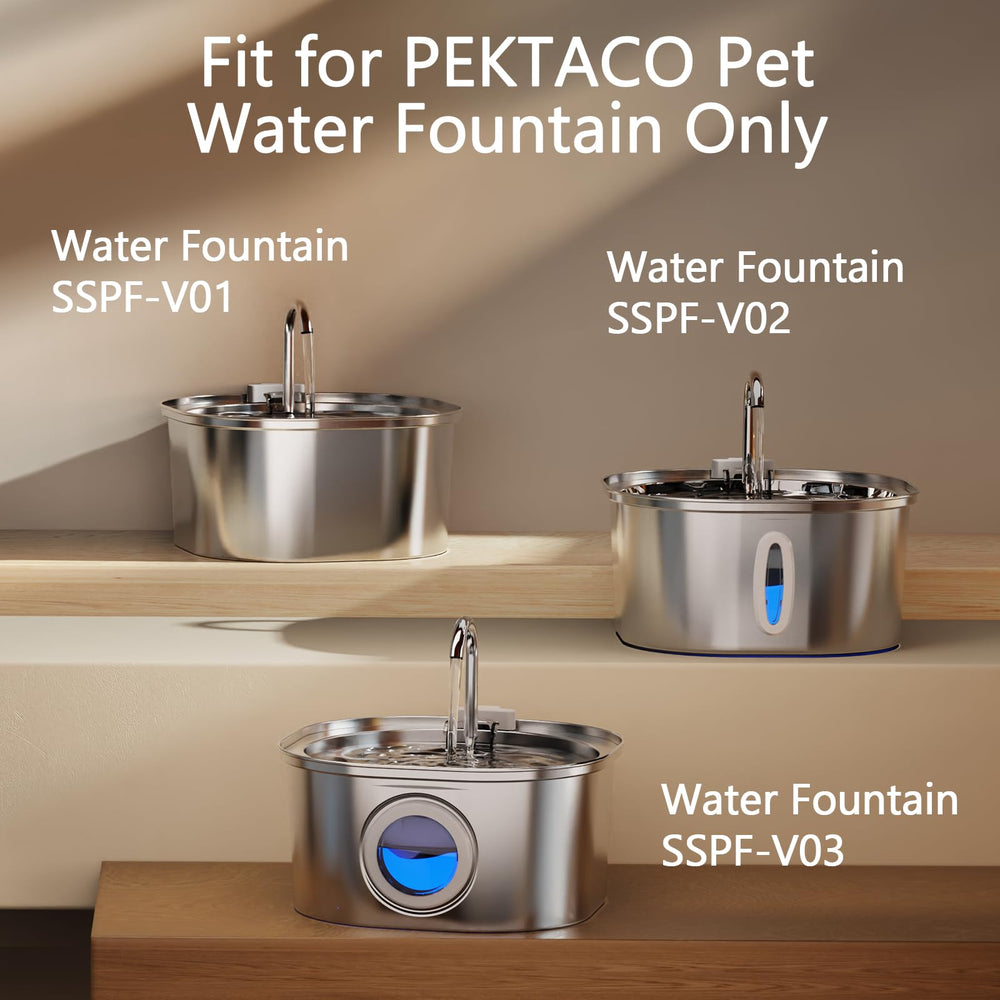 PEKTACO cat water fountain replacement filter shown in a fountain context.