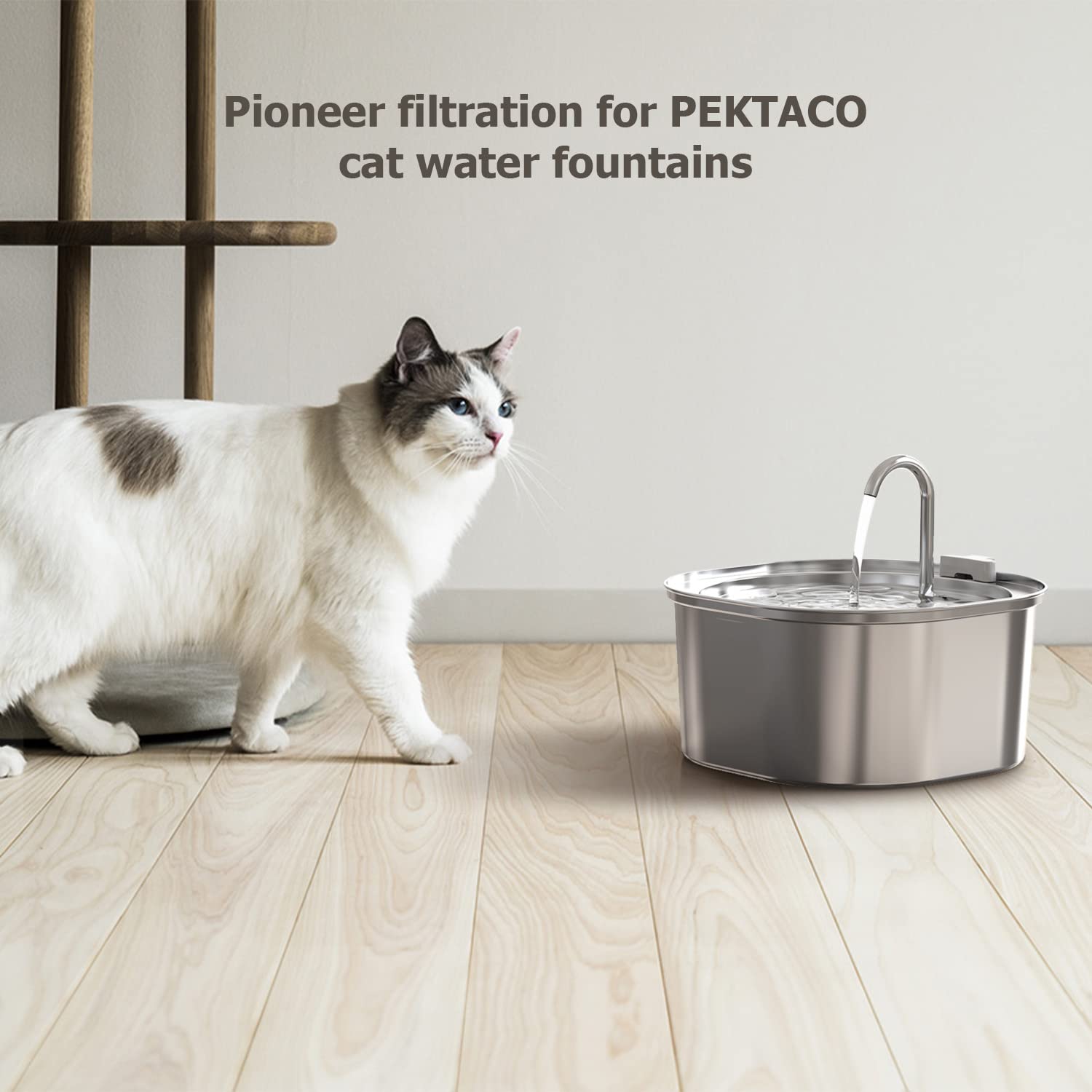 PEKTACO cat water fountain replacement filter set with its product label in view.