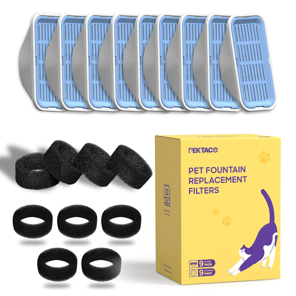 PEKTACO cat water fountain replacement filter set shown from another angle.