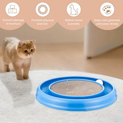 Peomliee cat scratching board with a close view of its cardboard scratching surface.